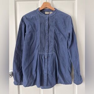 LL Bean Corduroy Prairie Top Country Pleated Boho Cottagecore Pintucked Size S